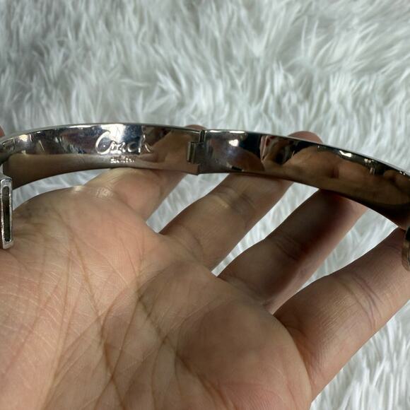 COACH C Logo Signature Silver Bangle Bracelet - Picture 4 of 12